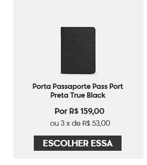 Porta Passaporte Pass Port Preta True Black Kipling