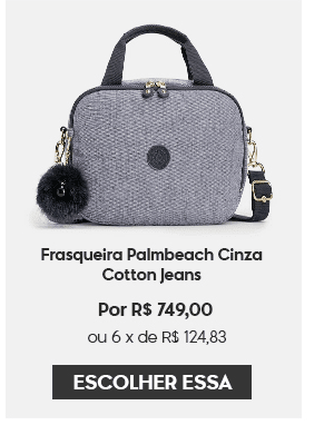 Frasqueira Palmbeach Cinza Cotton Jeans Kipling